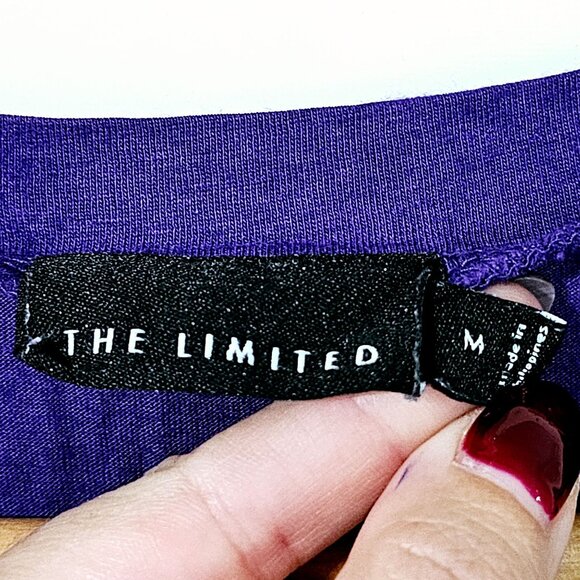 The Limited Purple Pleated Scoop Neck Tee Sz M Womens Short Sleeve~SS10.4 - Picture 2 of 6